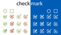 Cross and check mark icon symbol set. Different check signs set. Validation buttons. Vector available.